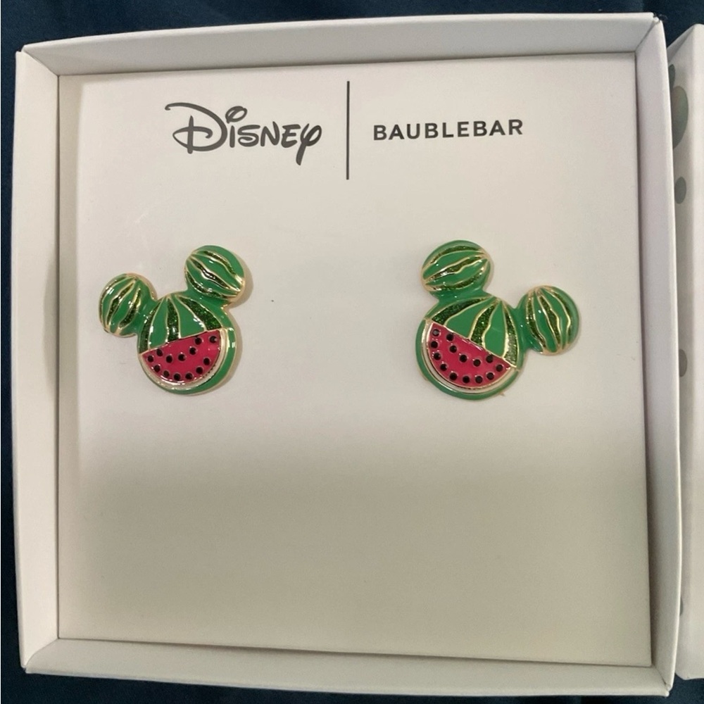 BaubleBar Disney Watermelon Mickey Earrings - Green and Red